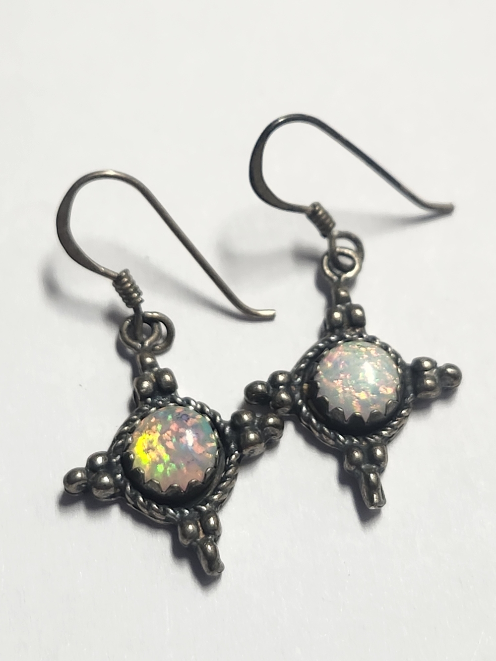 5 Star Sterling Silver Opal Drop Earrings 925
